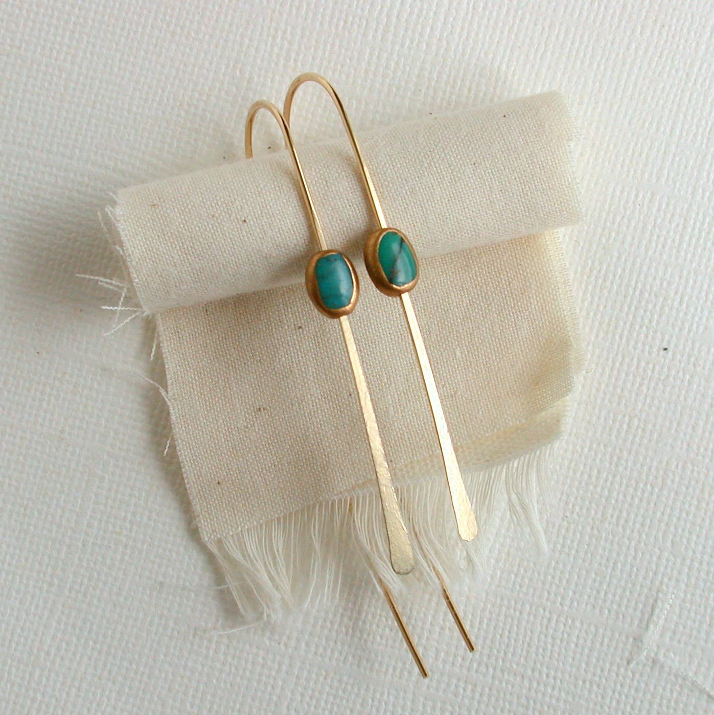 Turquoise Cabochon Threader Earrings