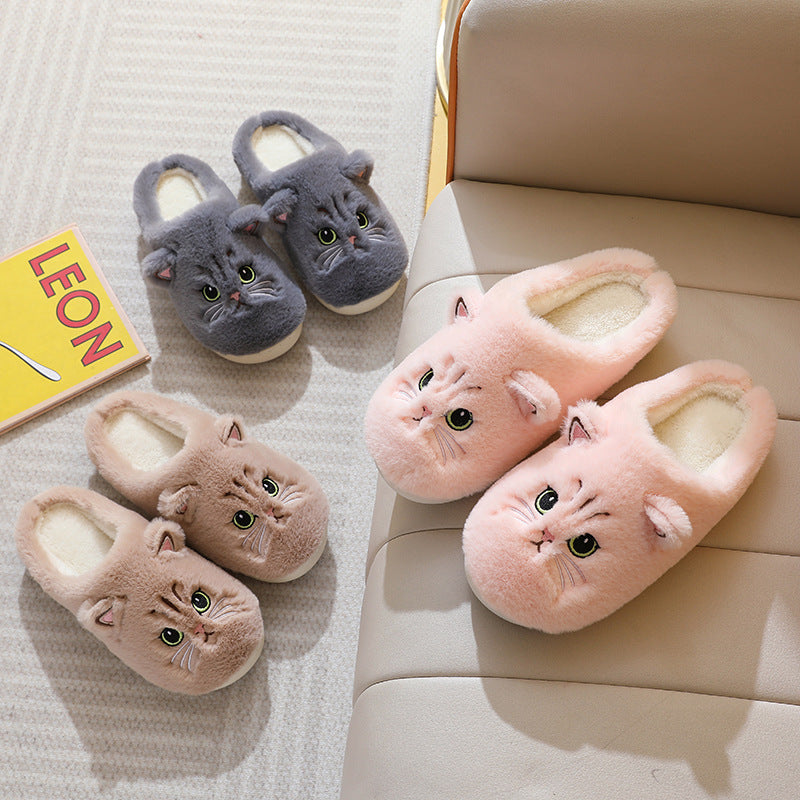 Cartoon Couple Kitty Cotton Slippers