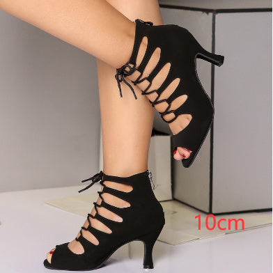 Black And Red Medium High Heels Soft Sole Modern Dance - Convenient store