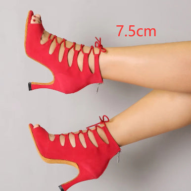 Black And Red Medium High Heels Soft Sole Modern Dance - Convenient store