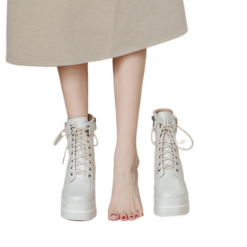 Fashion Short Boots Waterproof Platform Thick Heel High Heels - Convenient store