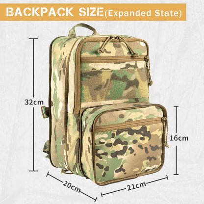 Votagoo D3 Flat Pack 2.0 Tactical Expandable Backpack Multi-purposed MOLLE Pack Camo