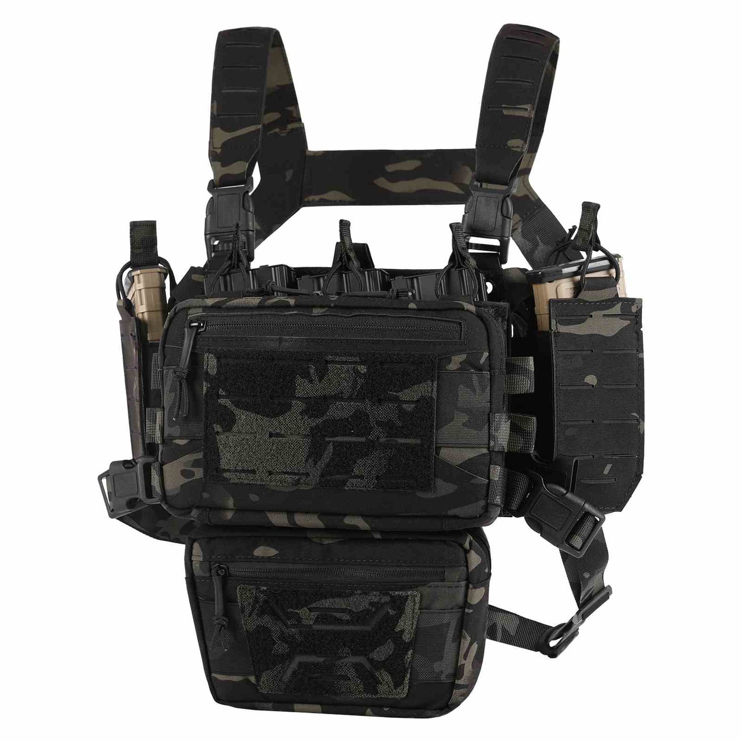 Votagoo Tactical Chest Rig，Molle Modular Micro Fight Chest Rigs Adjustable&Detachable with 5.56/7.62 Magazine Pouch