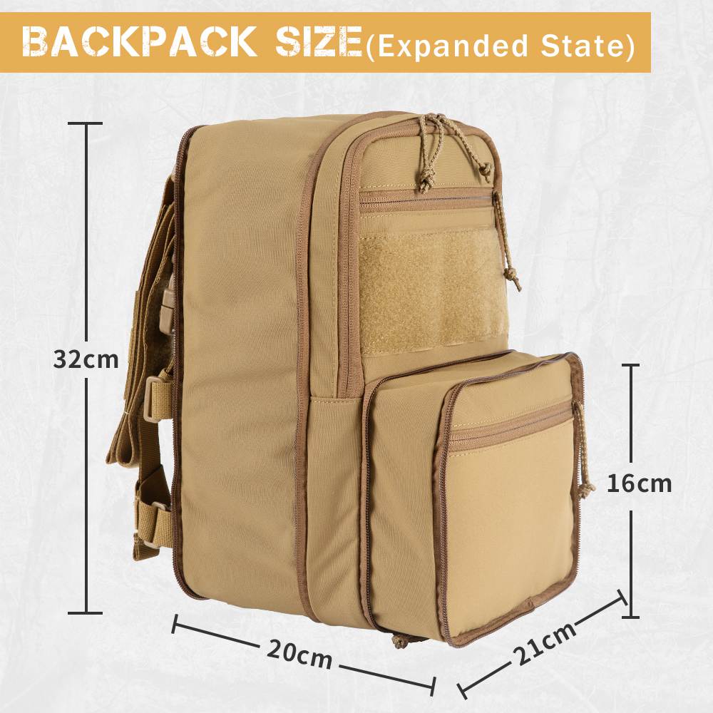 Votagoo D3 Flat Pack 2.0 Tactical Expandable Backpack Multi-purposed MOLLE Pack Camo