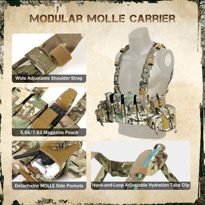 Votagoo Tactical Chest Rig with 5.56/7.62 Magazine Pouches & Detachable MOLLE System