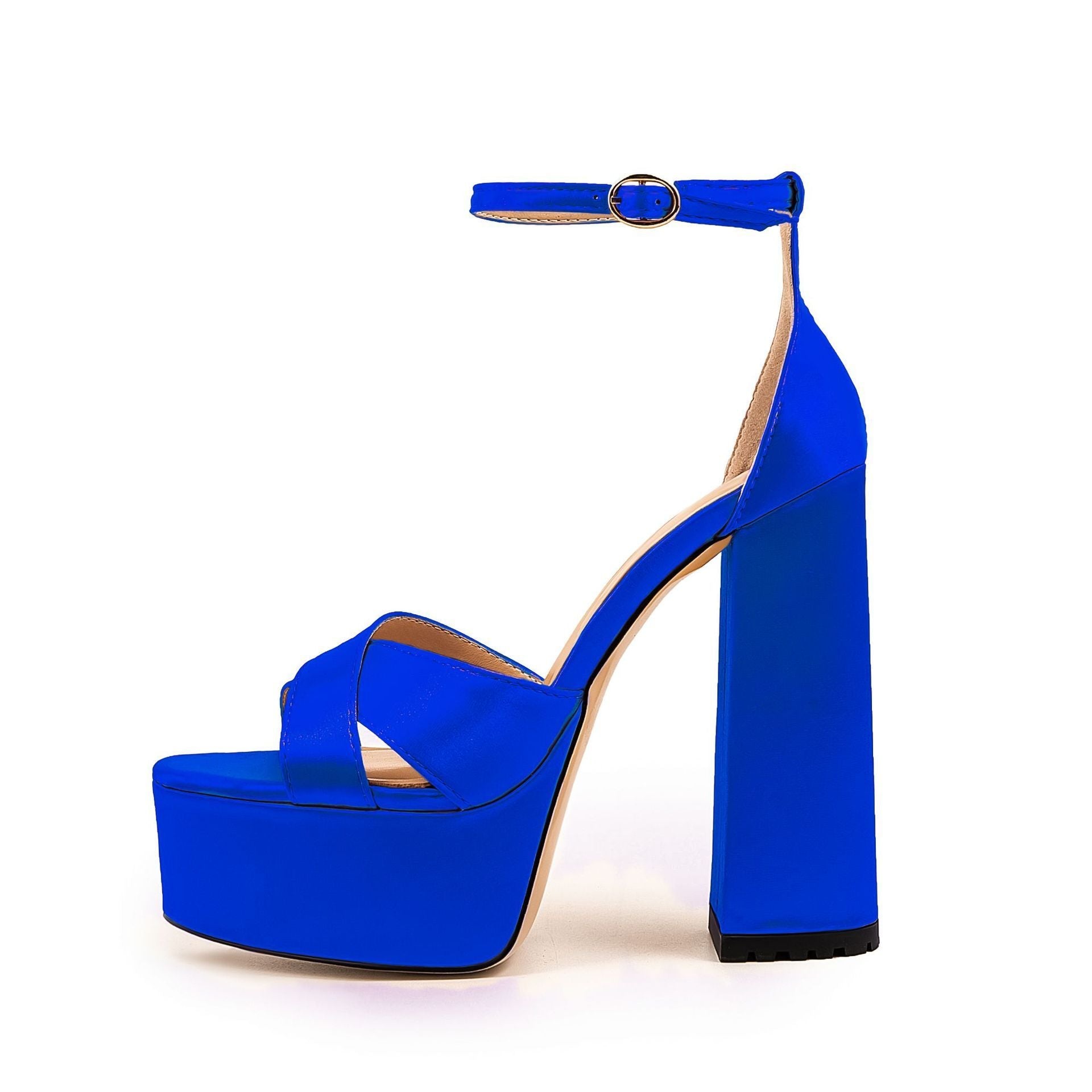 Waterproof Platform Thick Heel Ankle-strap Buckle High Heels - Convenient store