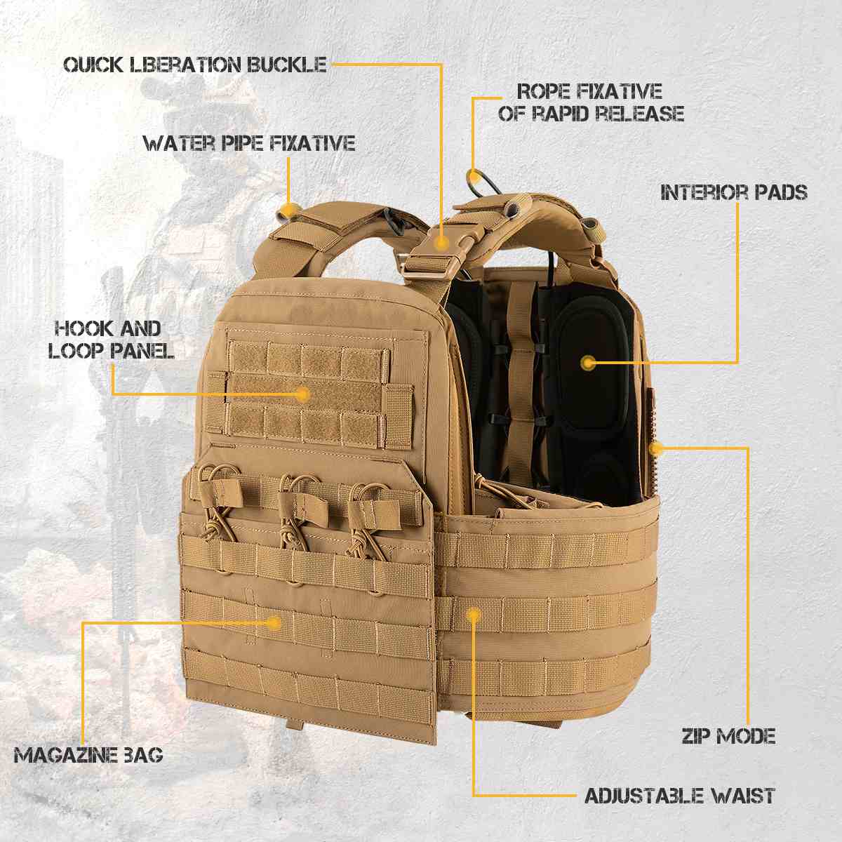Votagoo Combat Tactical Vest CPC Military Plate Carrier Vest