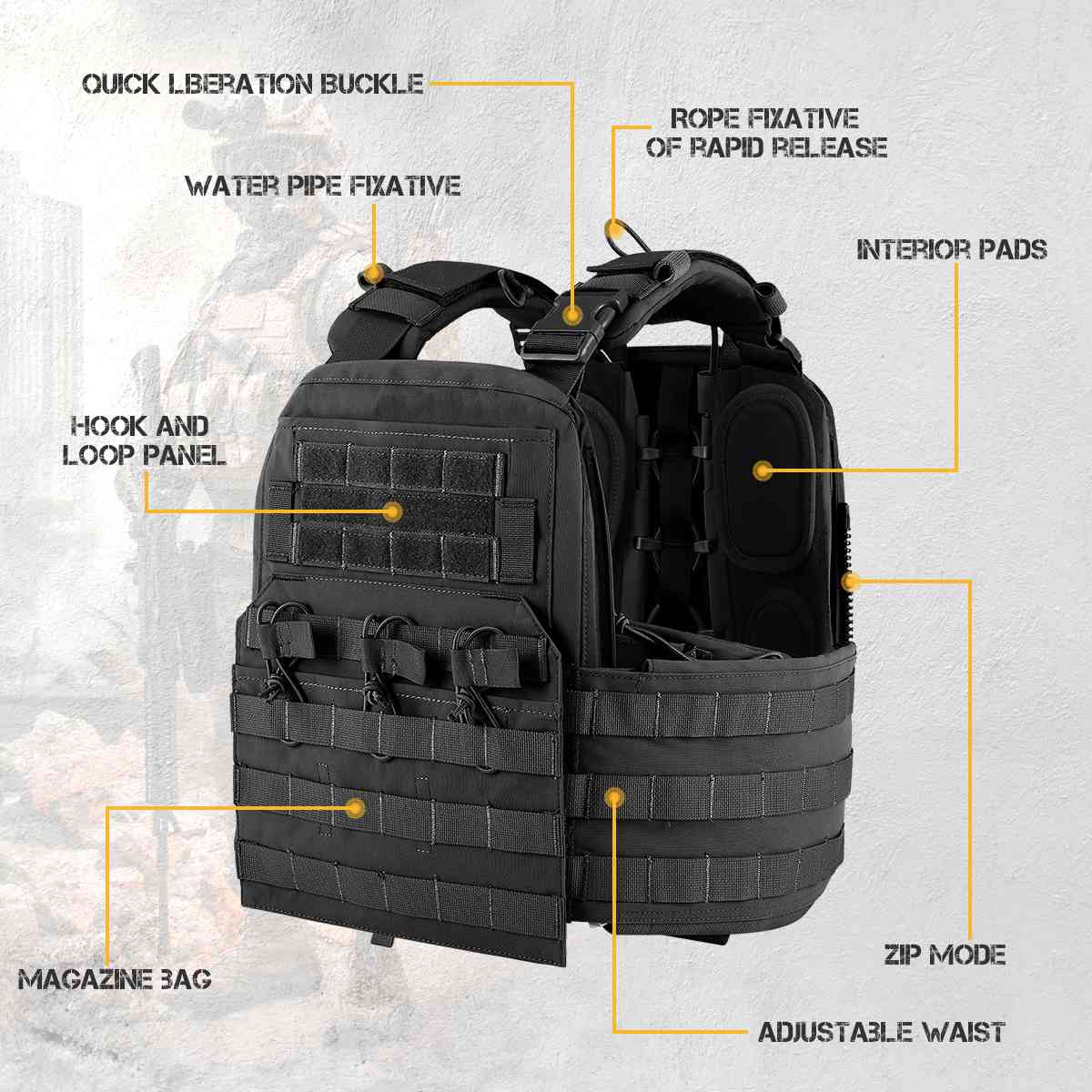 Votagoo Combat Tactical Vest CPC Military Plate Carrier Vest