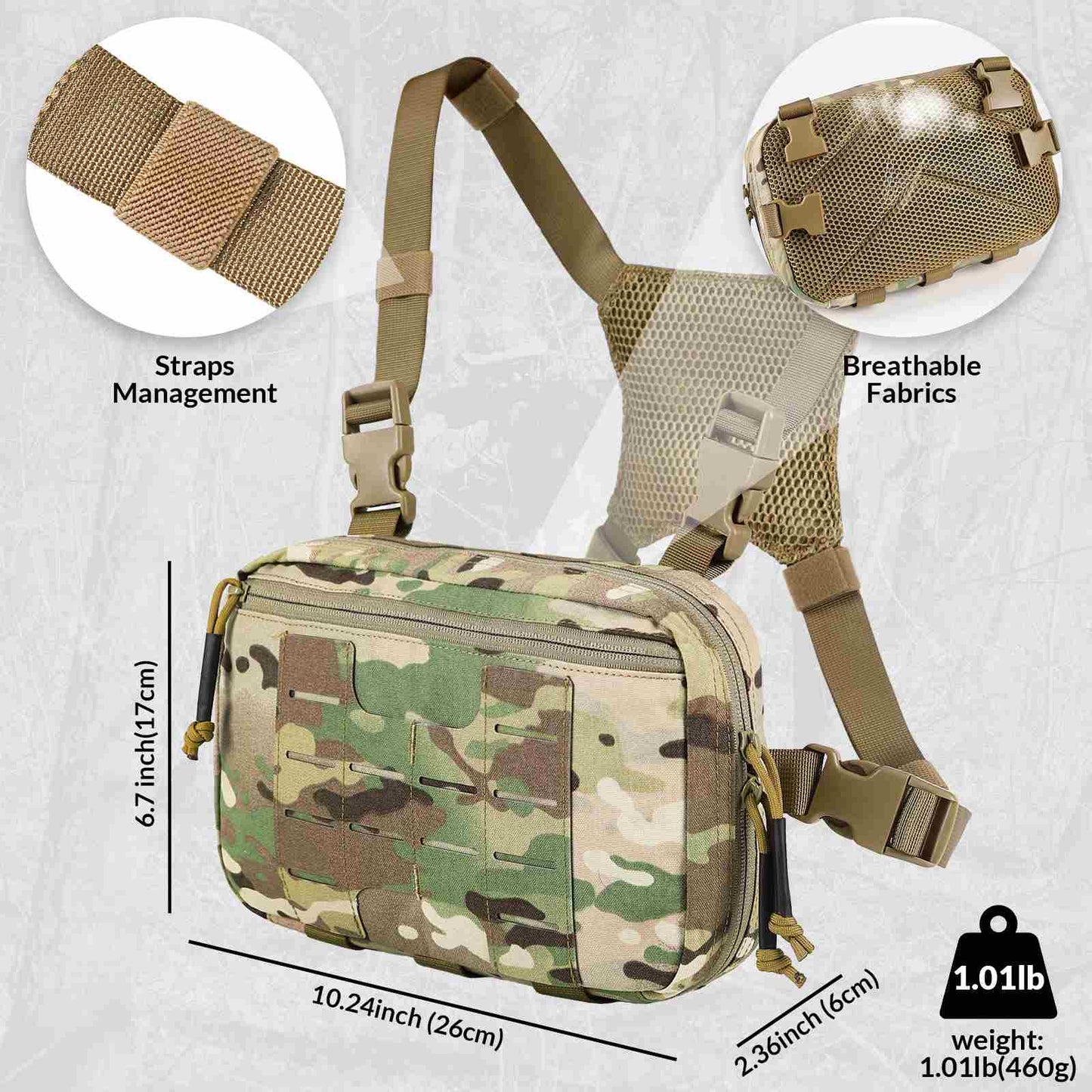 Votagoo Tactical Chest Pack 2L Utility Molle Chest Rig CCW Chest Pouch