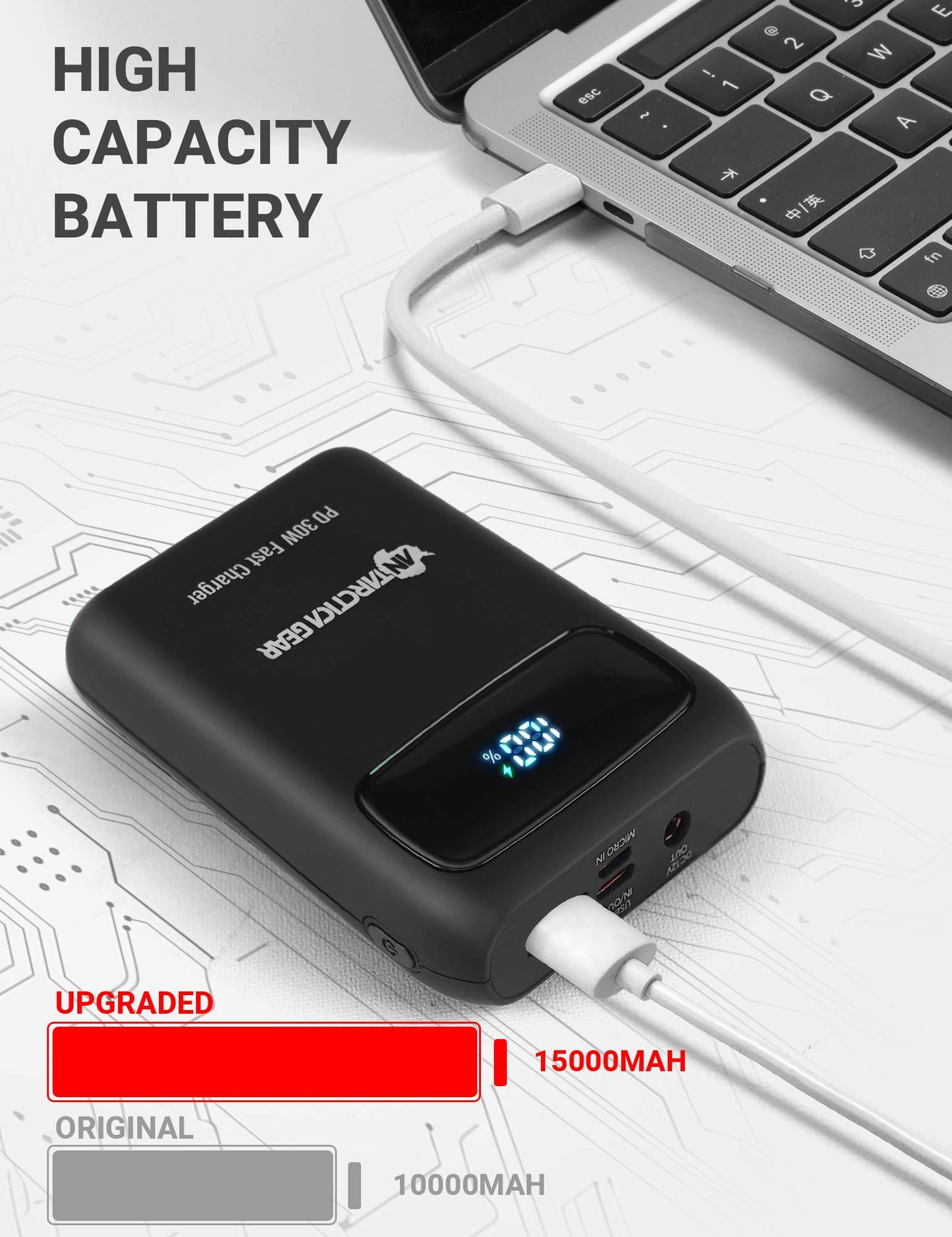 ANTARCTICA GEAR 15000mAh 12V Portable Battery, PD 30W and QC 4.0 Fast Charger Battery