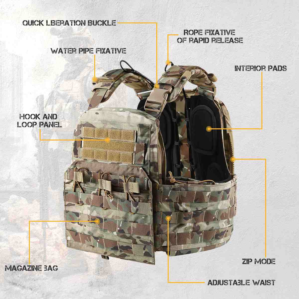 Votagoo Combat Tactical Vest CPC Military Plate Carrier Vest