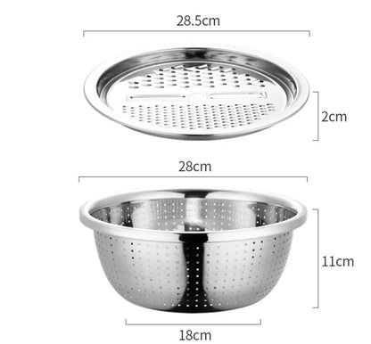 Stainless Steel Grater Plate Vegetable Cutter Rice Sieve Three-piece Set Convenient store