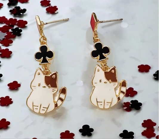 Poker Cat Earrings