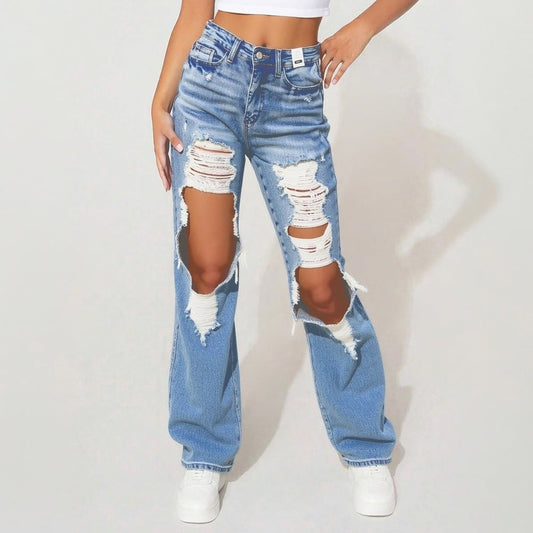 Women's High-Waist Jeans, Straight-Leg