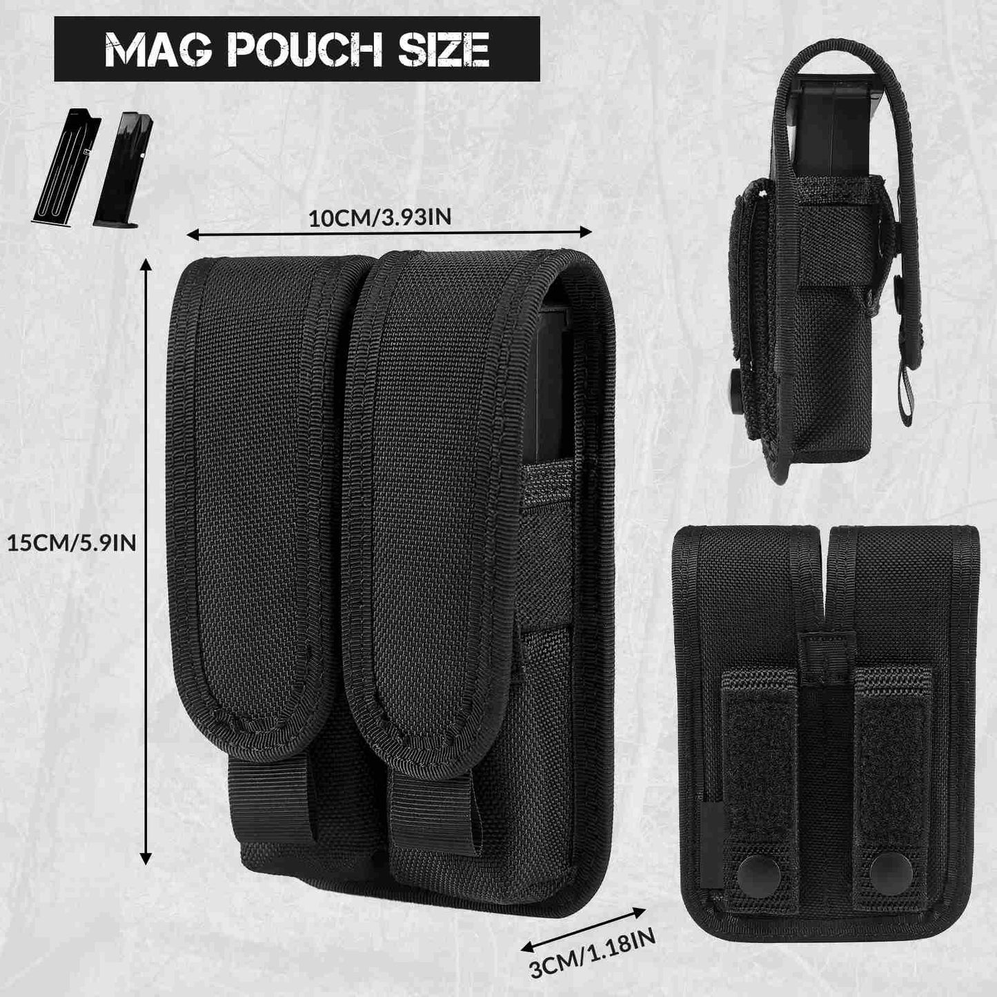 Votagoo Single Double Nylon Mag Pouch for Duty Belt Pistol Magazine Holster