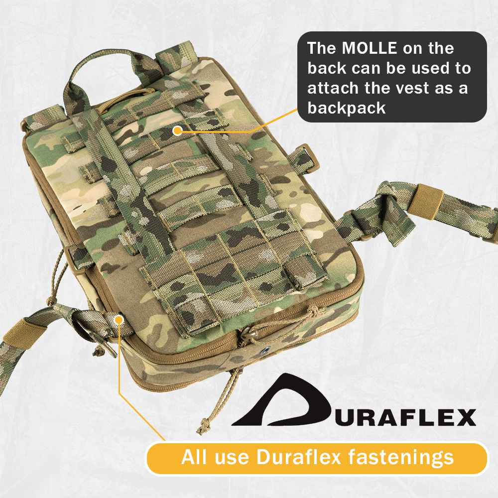 Votagoo D3 Flat Pack 2.0 Tactical Expandable Backpack Multi-purposed MOLLE Pack Camo