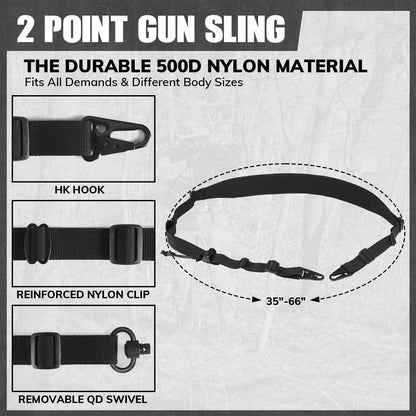 Votagoo Tactical 2 Point Sling, Quick Adjust Gun Sling with HK Hook