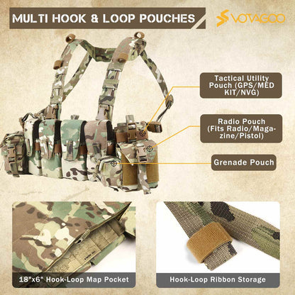 Votagoo Tactical Chest Rig with 5.56/7.62 Magazine Pouches & Detachable MOLLE System