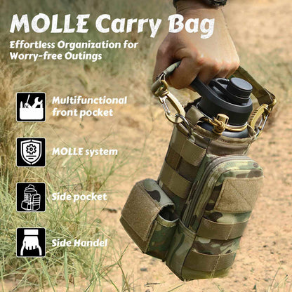 Votagoo 64Oz Half Gallon Stainless Steel Insulated Tactical Water Bottle with Metal Military Water Bottle Tactical Carrier Bag