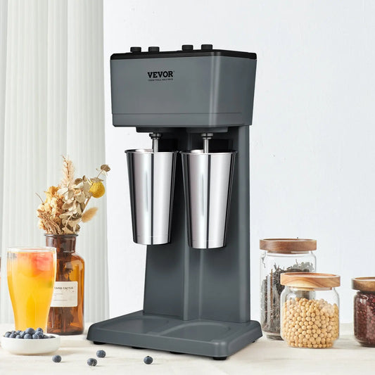 VEVOR Milkshake Maker, 375W X 2 Electric Milkshake Machine, Double Heads Drink Mixer Blender Machine, 3-Speed Milkshake Mixer With 2 X 820 Ml Stainless Steel Cups, For Commercial And Home Convenient store