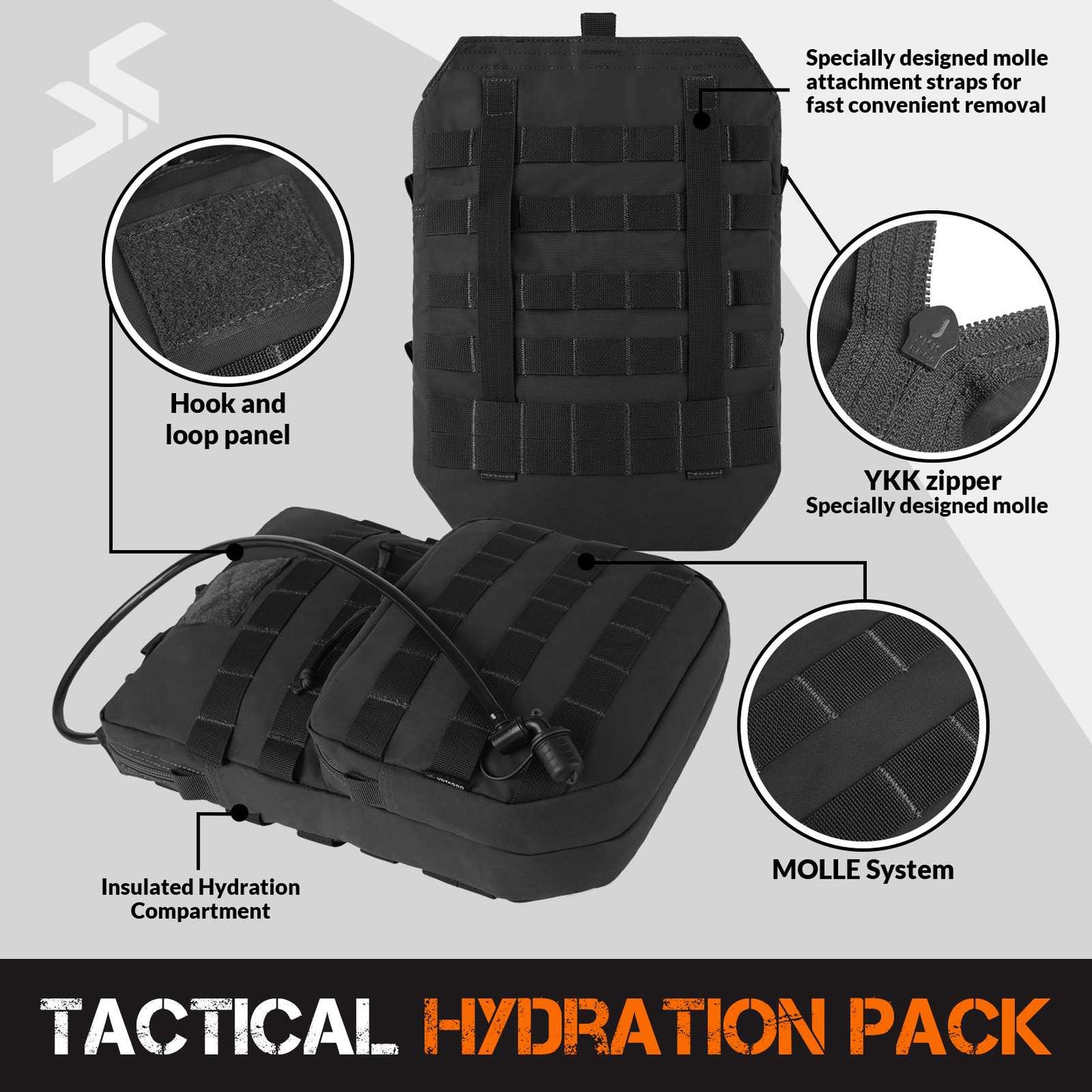 Tactical Molle Hydration Pack 3L Hydration Carrier Pack Water Reservoir Bag