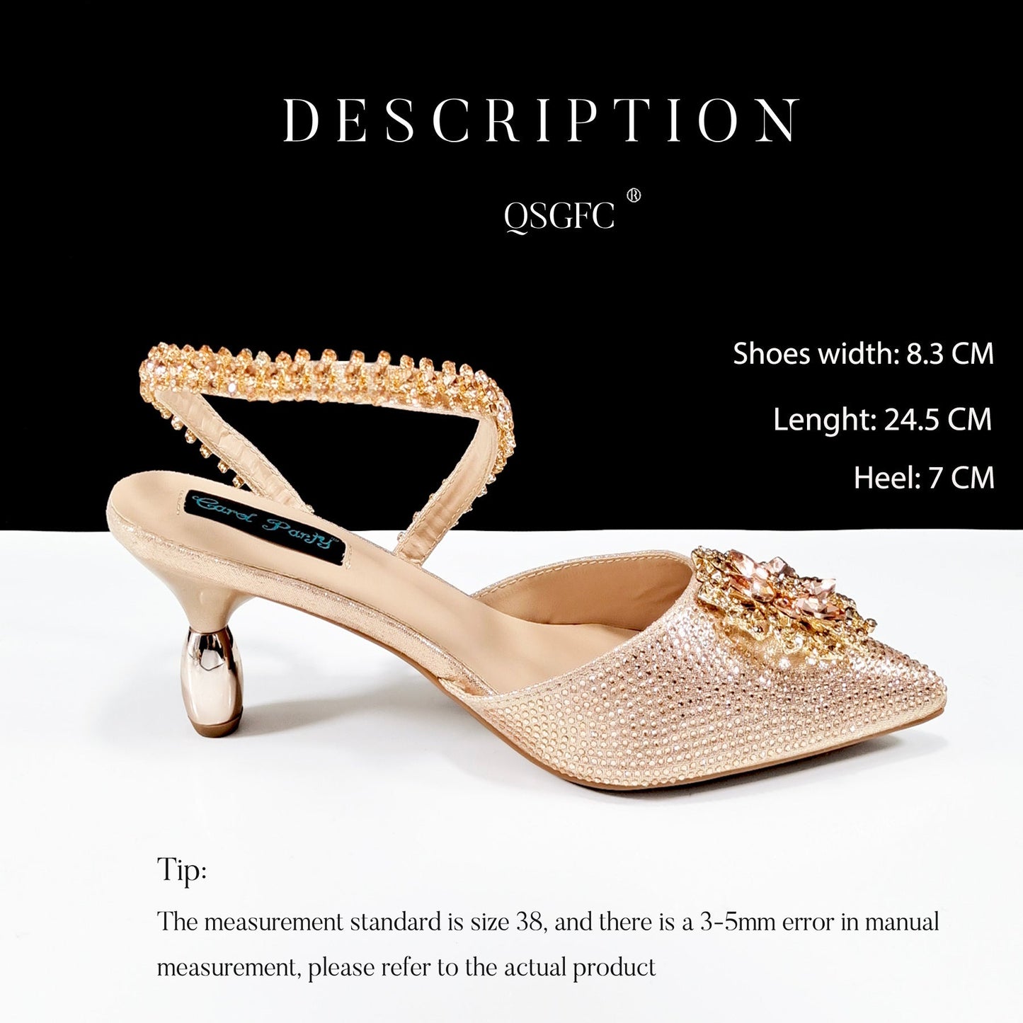 Sexy Women's Shoes And Bags Suit Drill Buckle Flower Decorative Ankle Drill Chain With Hard Clutch - Convenient store