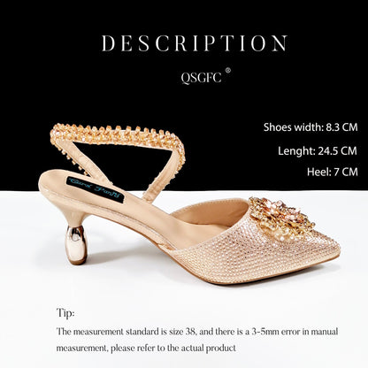 Sexy Women's Shoes And Bags Suit Drill Buckle Flower Decorative Ankle Drill Chain With Hard Clutch - Convenient store