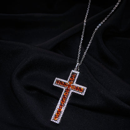 Ruby Red Crystal Cross Necklace