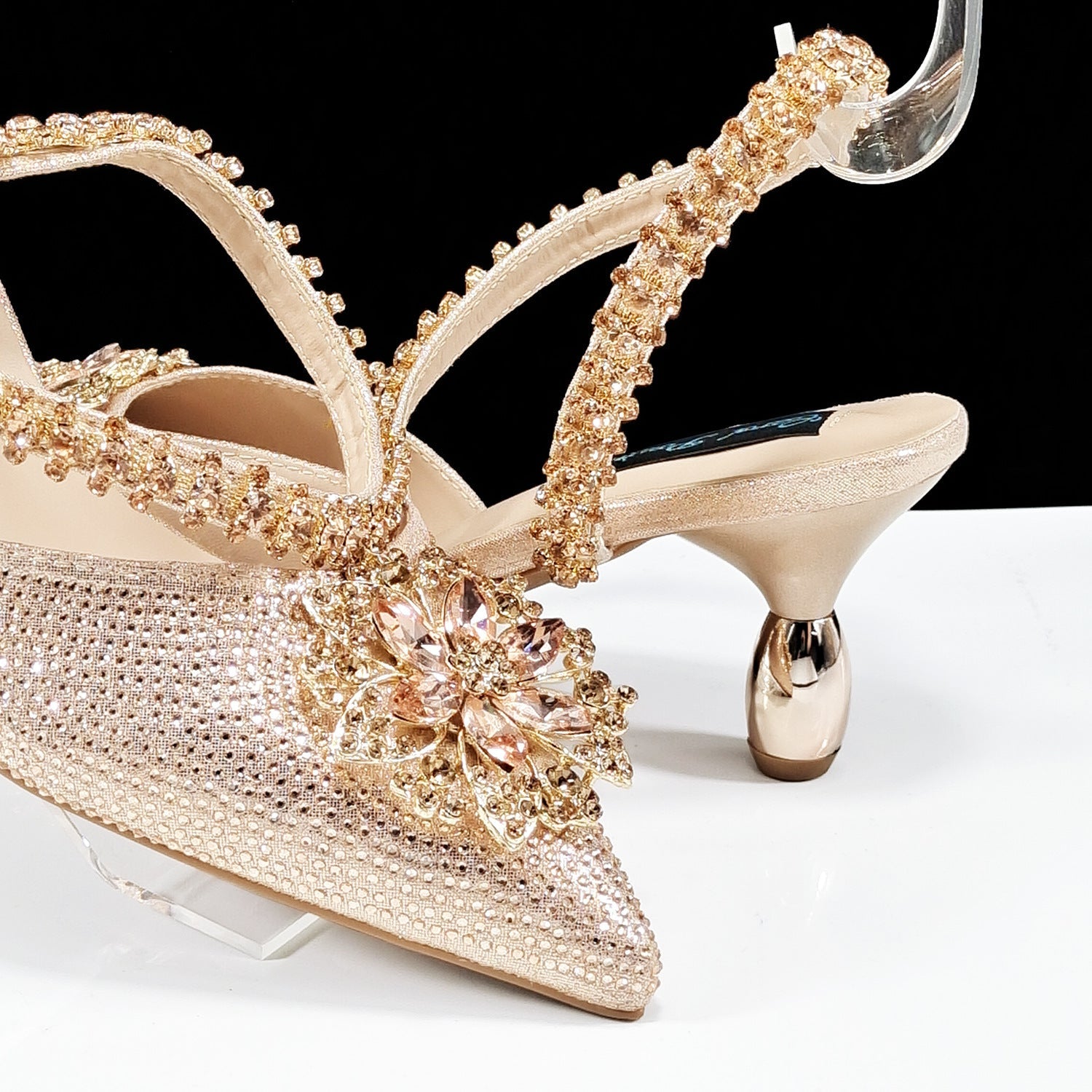 Sexy Women's Shoes And Bags Suit Drill Buckle Flower Decorative Ankle Drill Chain With Hard Clutch - Convenient store