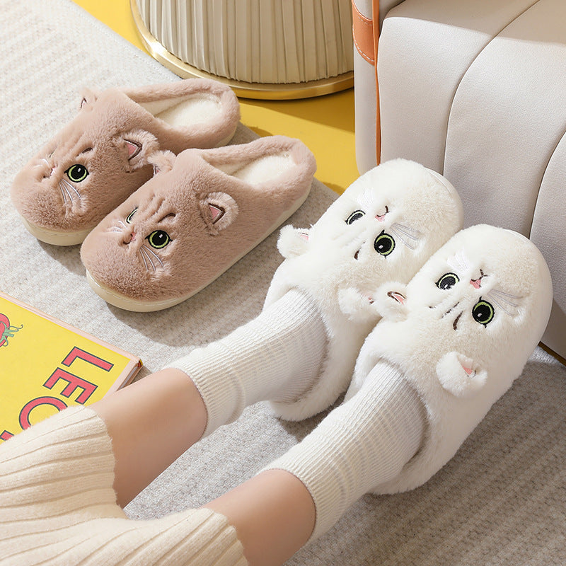 Cartoon Couple Kitty Cotton Slippers