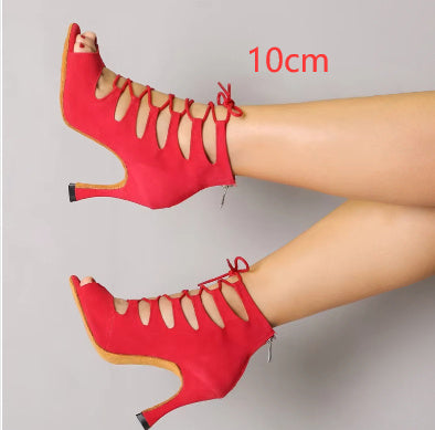 Black And Red Medium High Heels Soft Sole Modern Dance - Convenient store