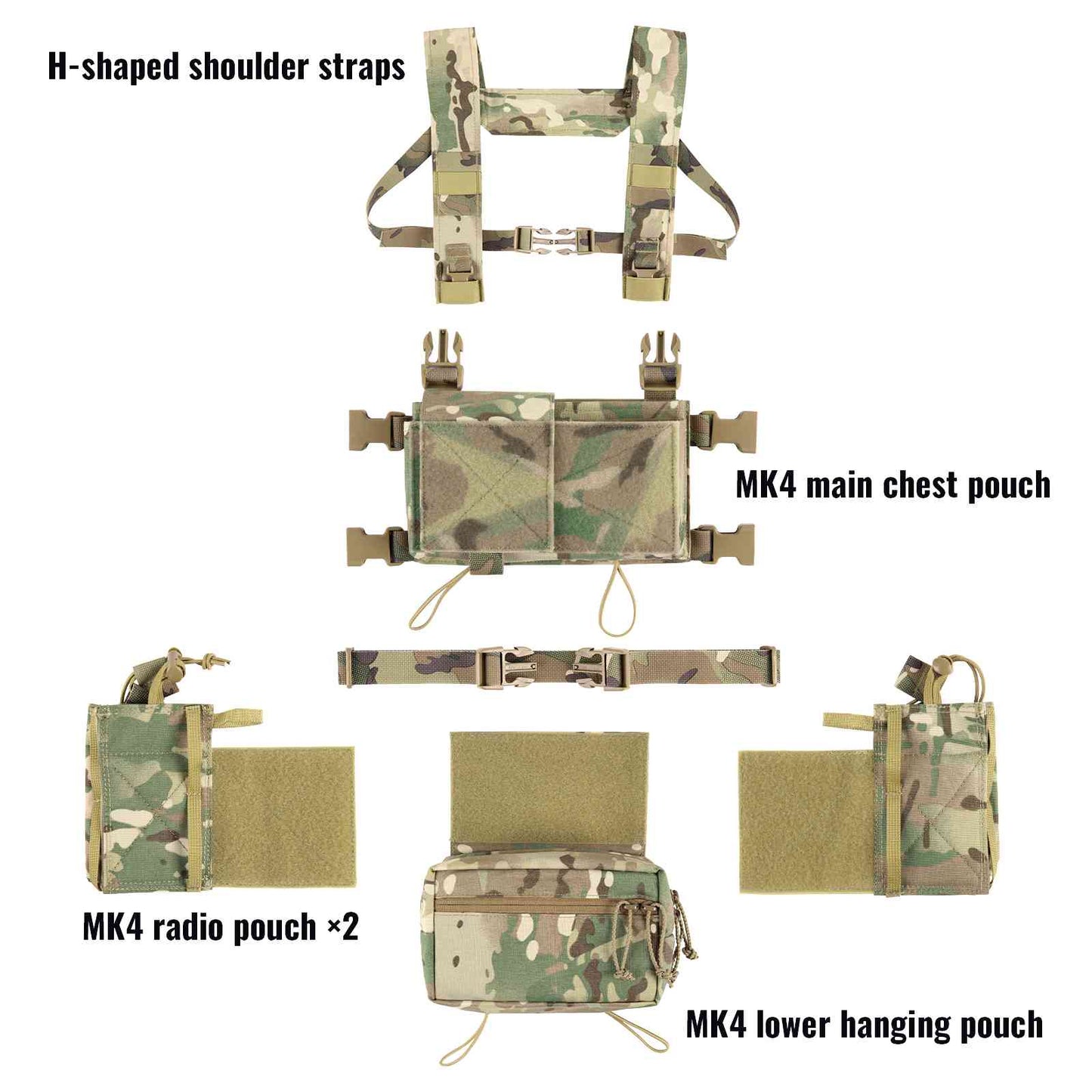 Votagoo Outdoor Molle Magazine Pouch Chest Bags Multi-function MK4 AOR1 Tactical Chest Rig