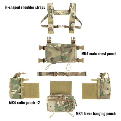 Votagoo Outdoor Molle Magazine Pouch Chest Bags Multi-function MK4 AOR1 Tactical Chest Rig