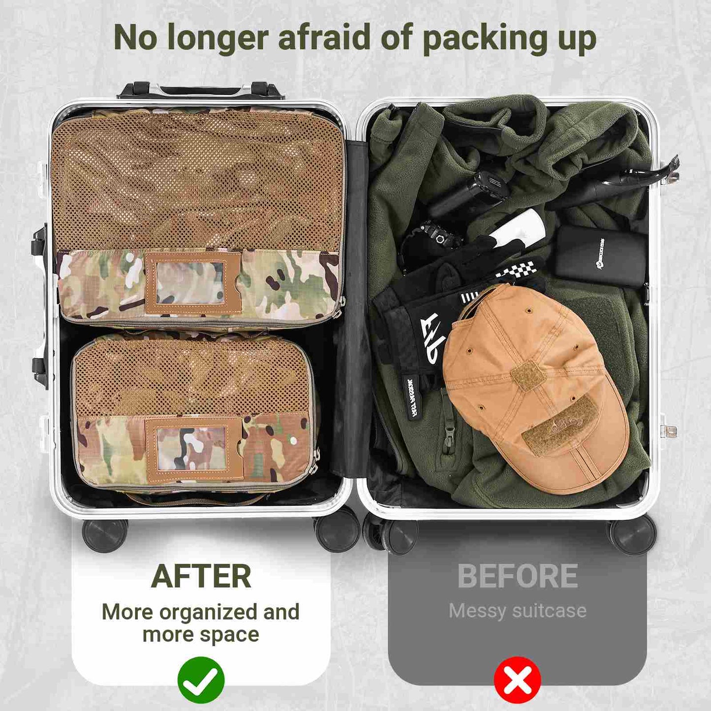 Votagoo Tactical Packing Cubes 6 Packs Lightweight Luggage Set Packing