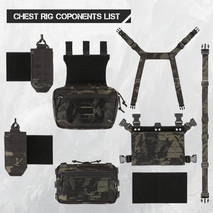 Votagoo Tactical Chest Rig，Molle Modular Micro Fight Chest Rigs Adjustable&Detachable with 5.56/7.62 Magazine Pouch