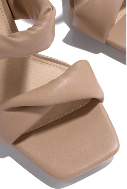 Square Toe Pleated High Heels