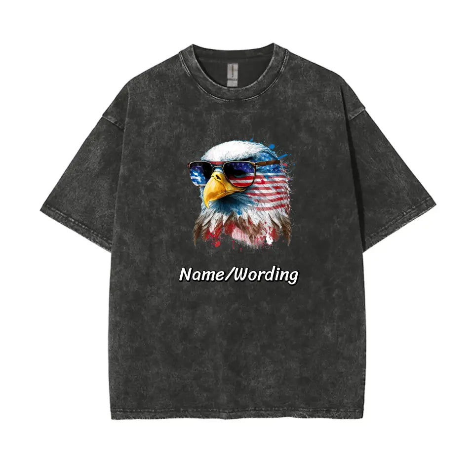 Personalized Patriotic Cotton Tee with Flag
