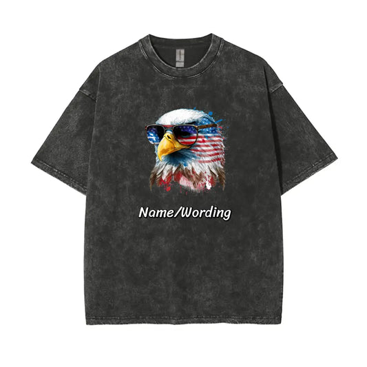 Personalized Patriotic Cotton Tee with Flag