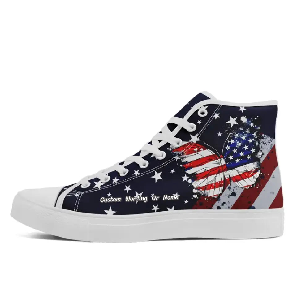 Custom Butterfly Patriotic Sneakers