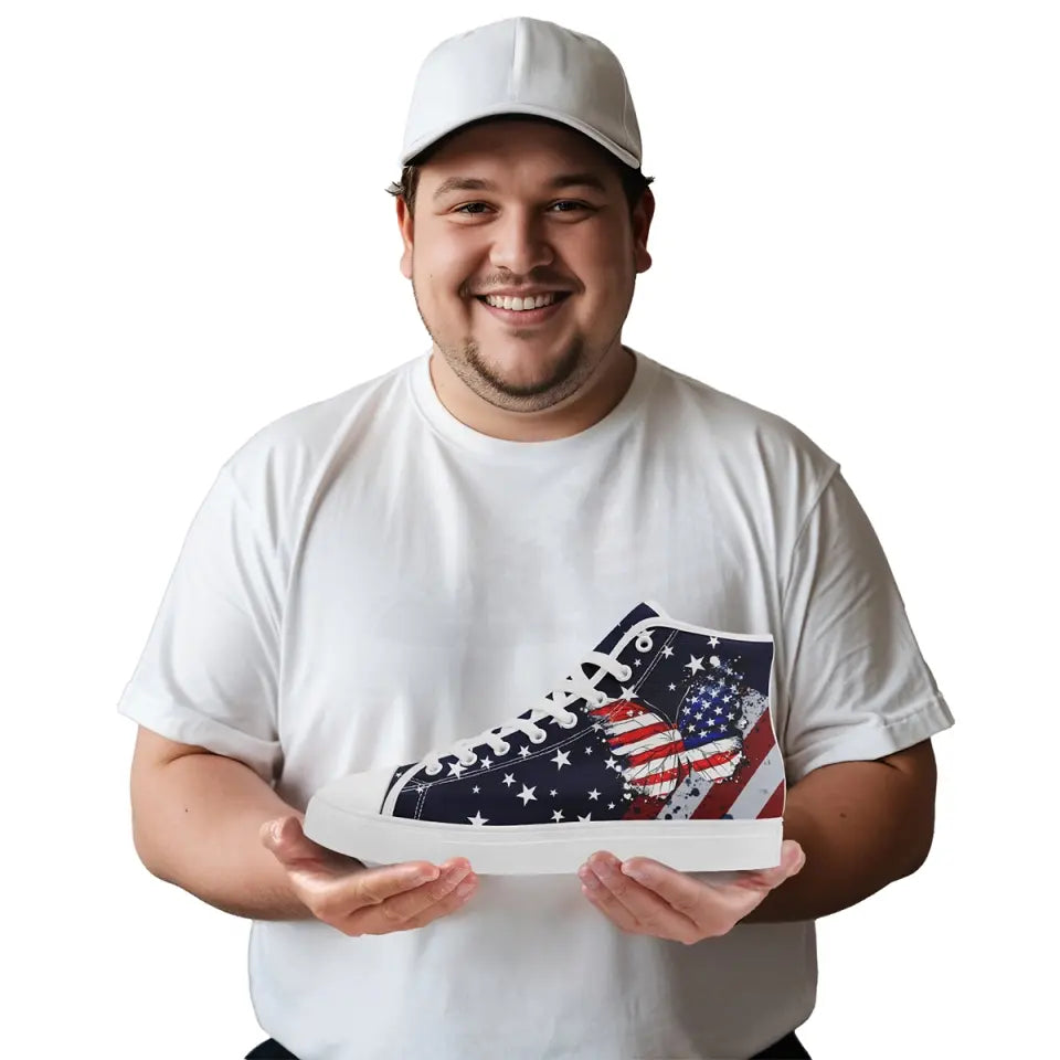 Custom Butterfly Patriotic Sneakers