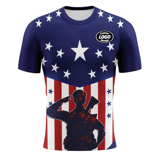 Custom 4th July American Red White Patriotic T-Shirt