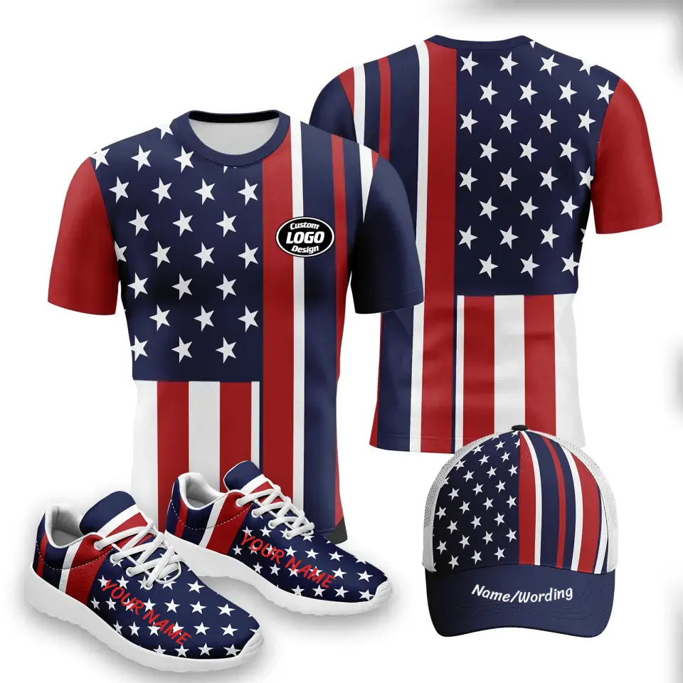 Personalized Flag, Star Shoes, Jersey and Hat Combo Offer