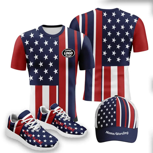 Personalized Flag, Star Shoes, Jersey and Hat Combo Offer