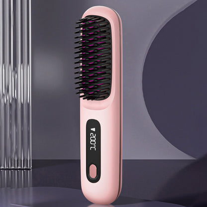 S7 Portable Cordless Hair Straightening Brush With LED Display - Lightweight Mini Negative Ion Hot Brush, USB Rechargeable Women's Travel Essentials Gift, Scald Protection - Convenient store
