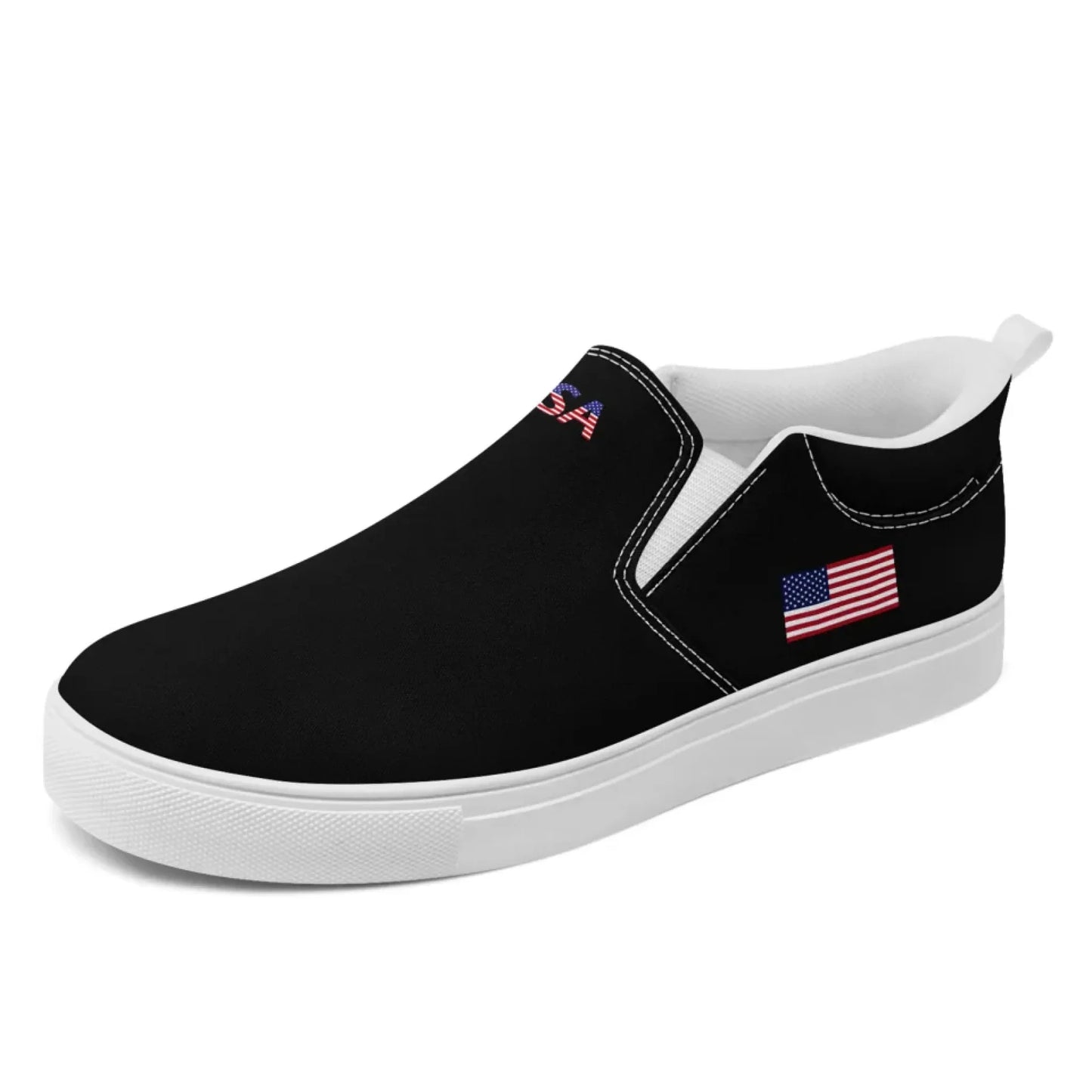 Personalized Patriotic Sneakers, Custom America Flag Shoes, Canvas Slip On Shoes