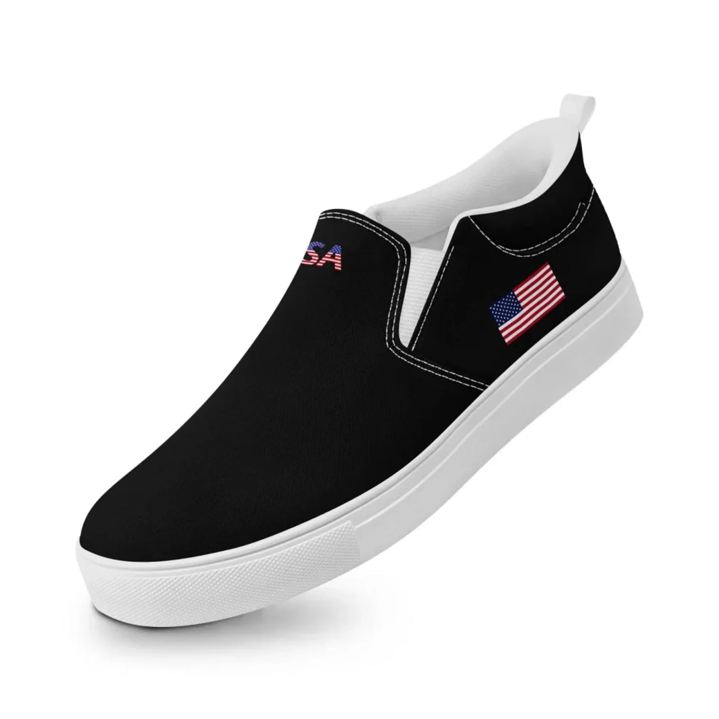 Personalized Patriotic Sneakers, Custom America Flag Shoes, Canvas Slip On Shoes
