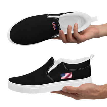 Personalized Patriotic Sneakers, Custom America Flag Shoes, Canvas Slip On Shoes