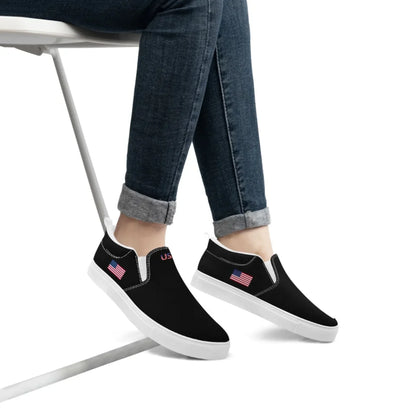 Personalized Patriotic Sneakers, Custom America Flag Shoes, Canvas Slip On Shoes