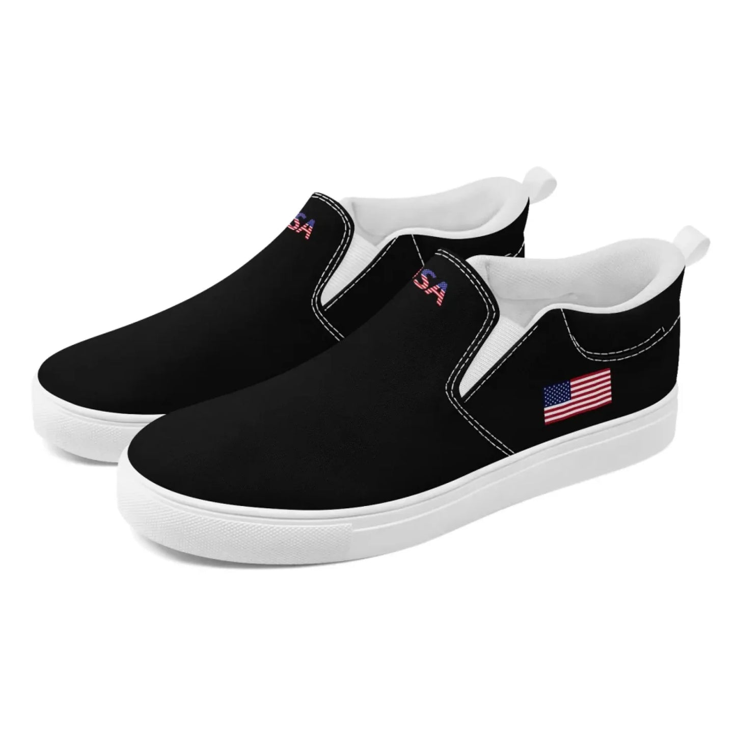 Personalized Patriotic Sneakers, Custom America Flag Shoes, Canvas Slip On Shoes