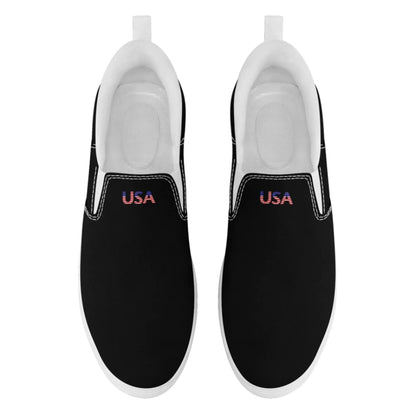 Personalized Patriotic Sneakers, Custom America Flag Shoes, Canvas Slip On Shoes